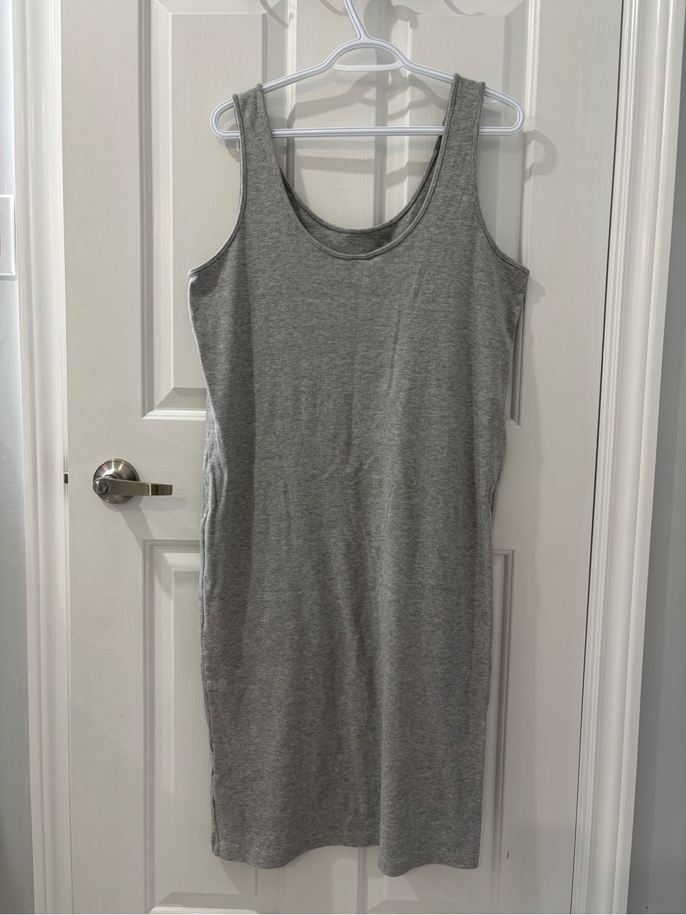 H&M Cotton Blend Light Grey Ribbed Tank Dress